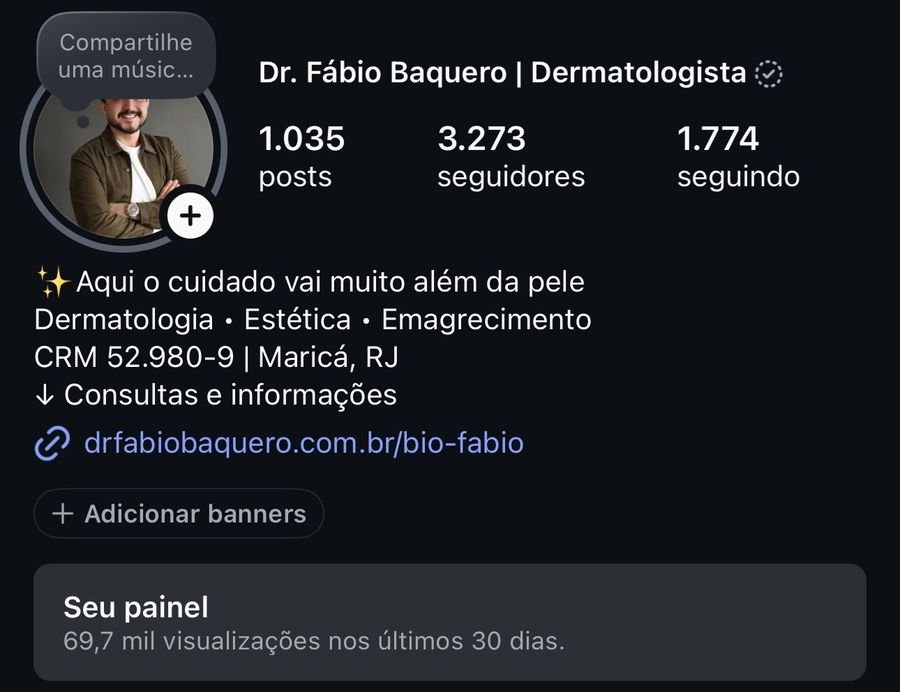 Perfil do Dr. Fábio Baquero no Instagram